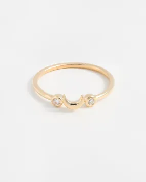 Mini Moon Ring in Yellow Gold with Lab-Grown Diamonds