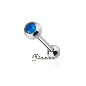 Opalite Blue Gem Top with Surgical Steel Tongue Barbell