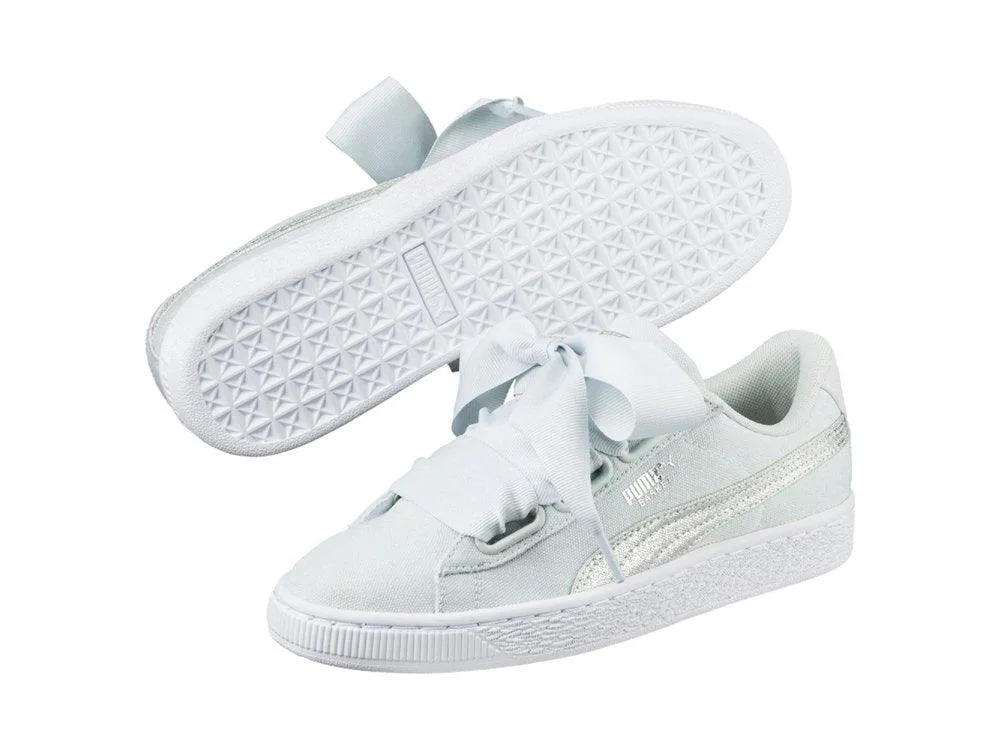 PUMA Basket Heart Blue Flowers White Silver 366495 03