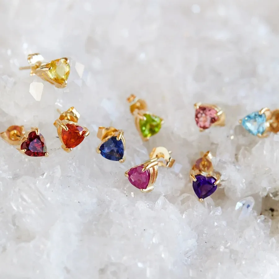 Rainbow heart stud earrings