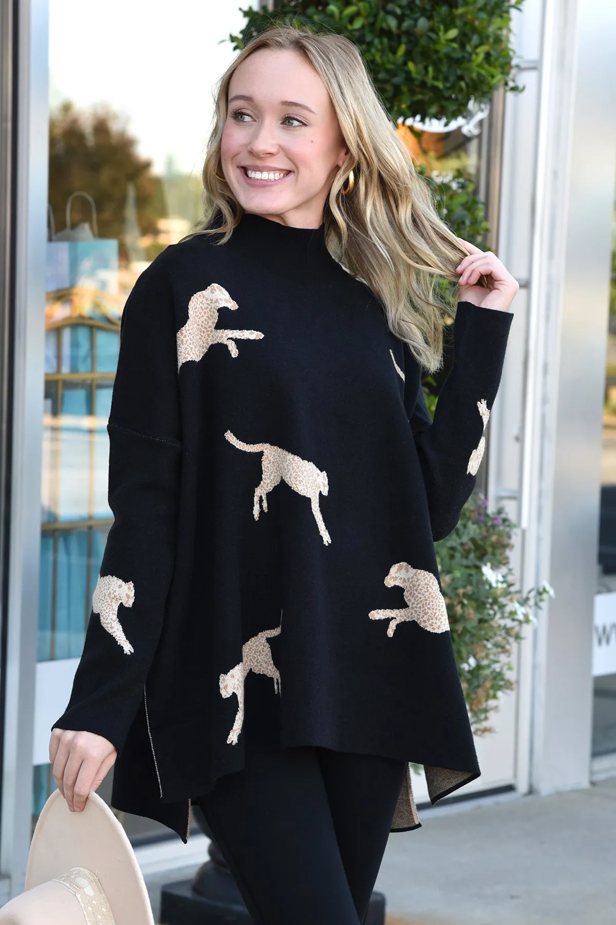 **RESTOCK** ON THE PROWL SWEATER -BLACK