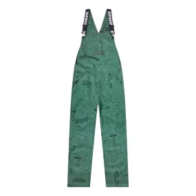 RIPNDIP SCRIBBLE COTTON TWILL OVERALLS-FOREST GREEN