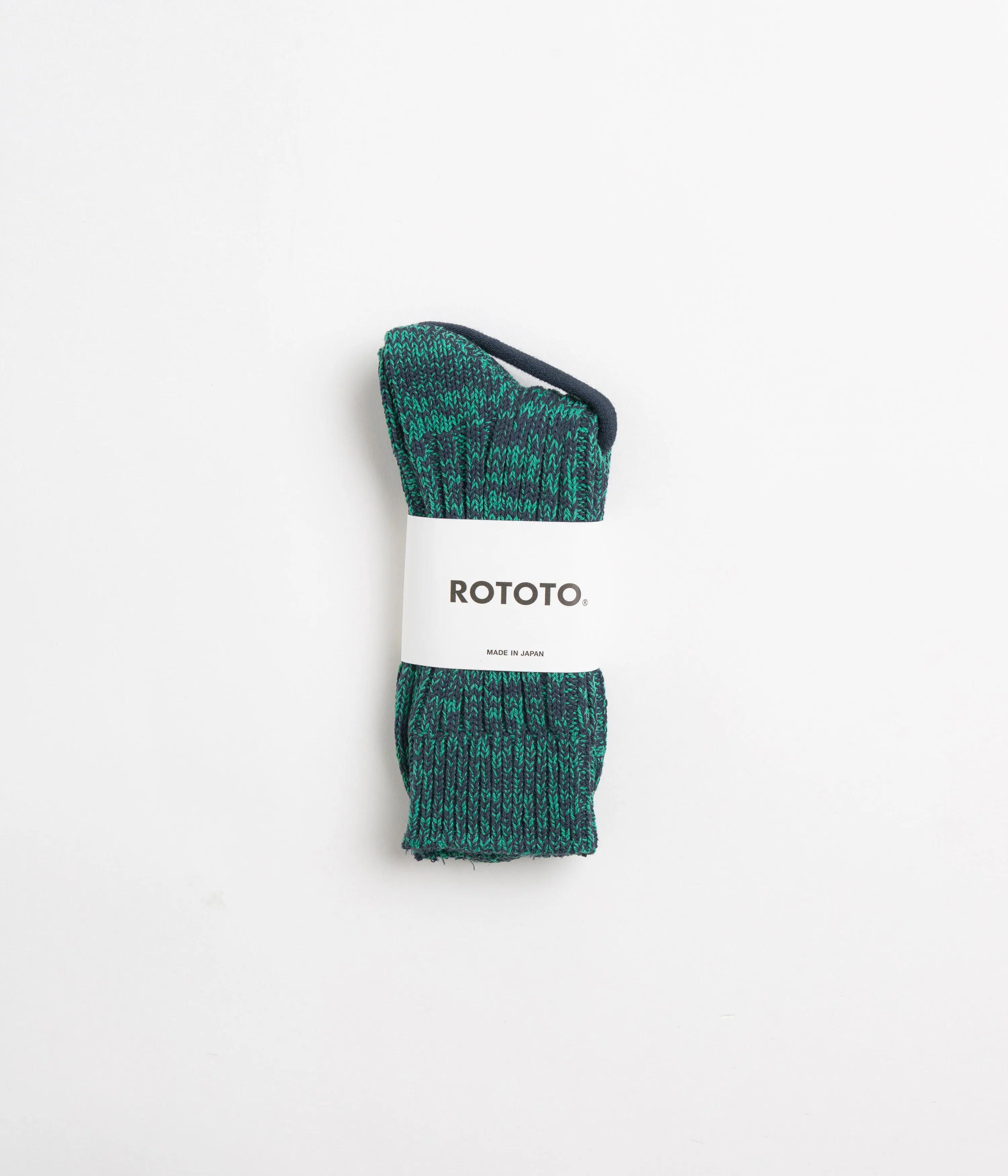 RoToTo Recycled Cotton Crew Socks - Blue / Green