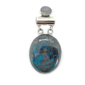 Sanj Azurite Moonstone Pendant - E