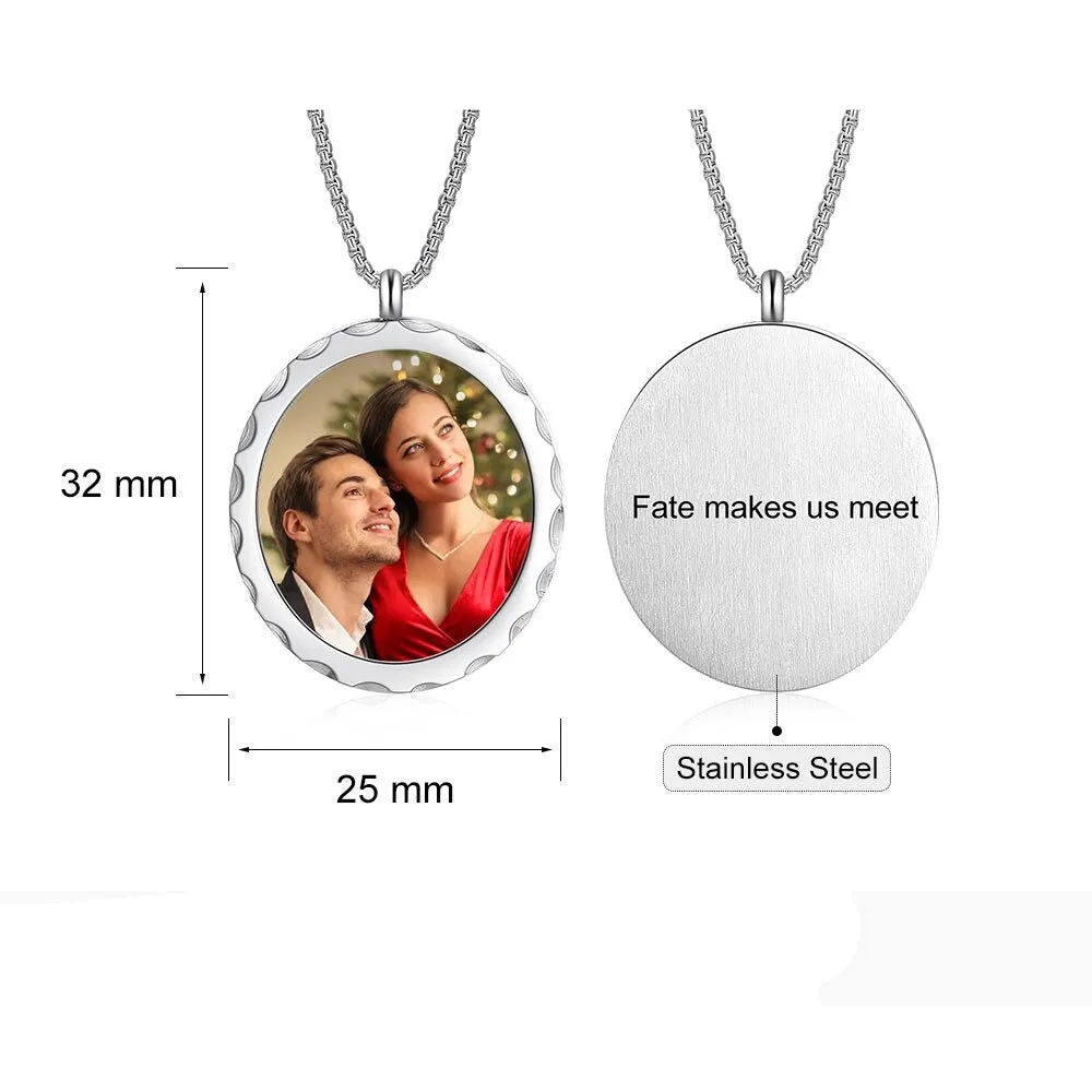 Stainless Steel Personalized Couples Photo Necklace