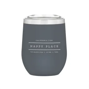 Stemless Stainless Steel Powder Coated Wine Cup California Happy Place Gray