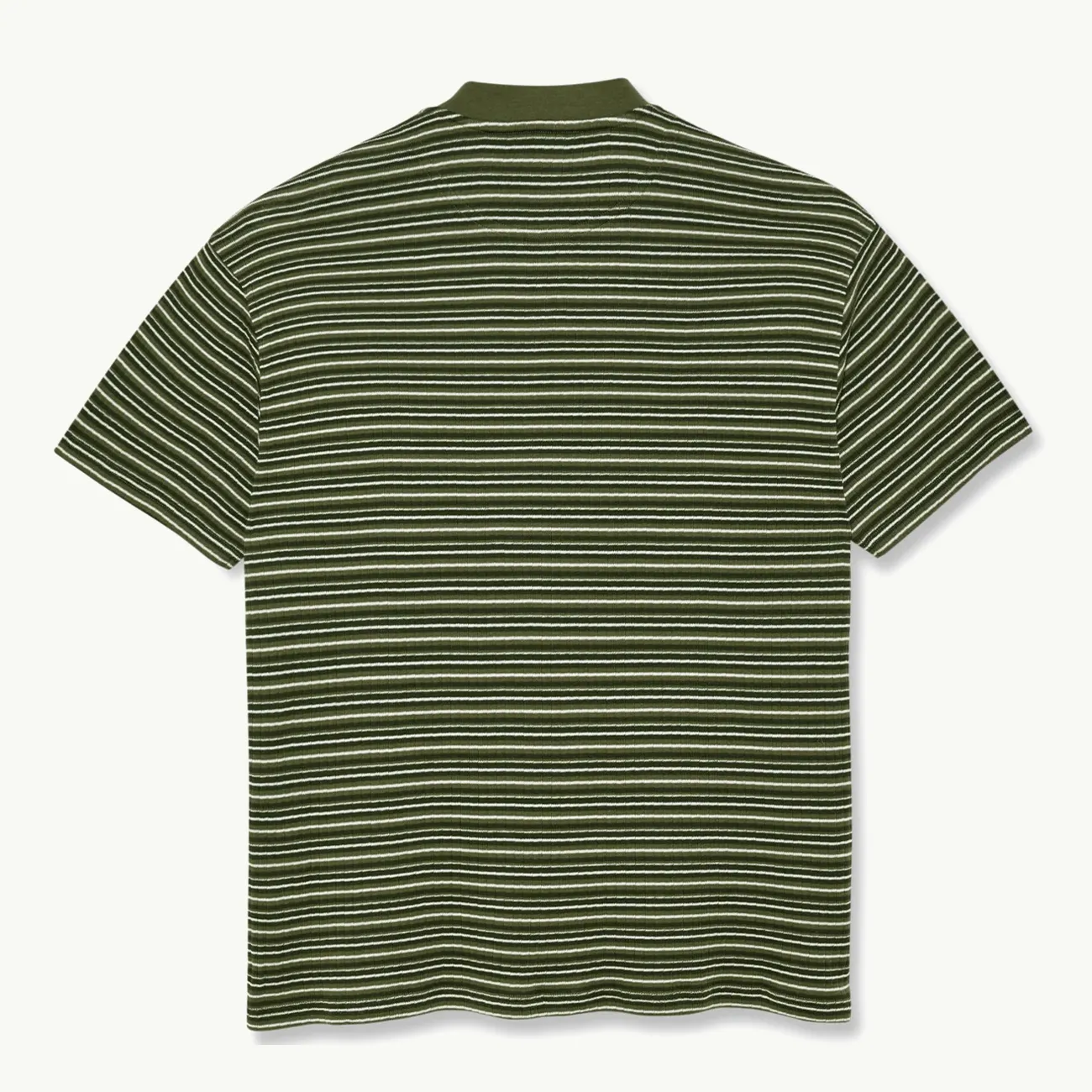 STRIPE RIB HENLEY TEE UNIFORM GREEN