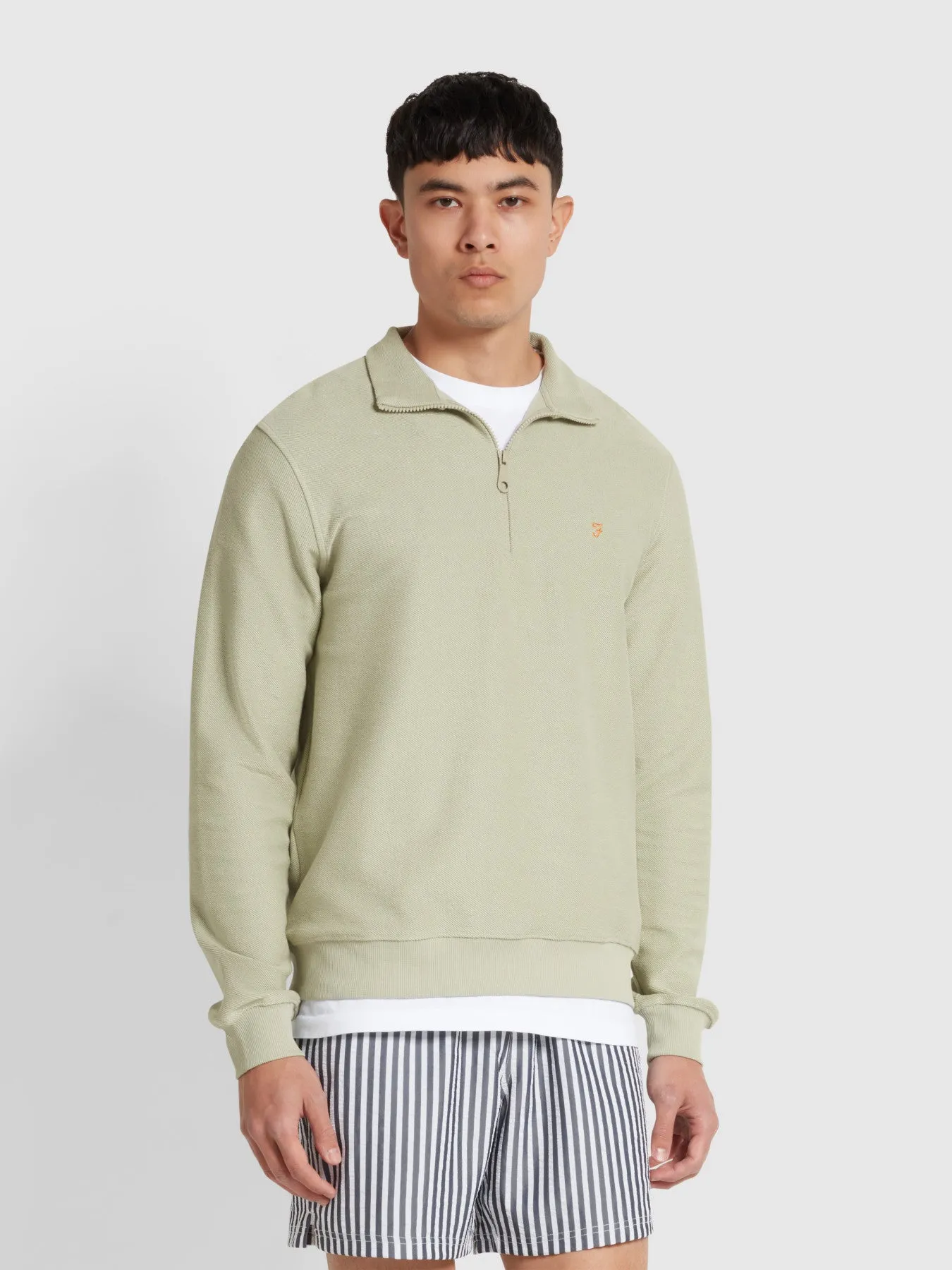 Weah Organic Cotton Half Zip Sweatshirt In Balsam